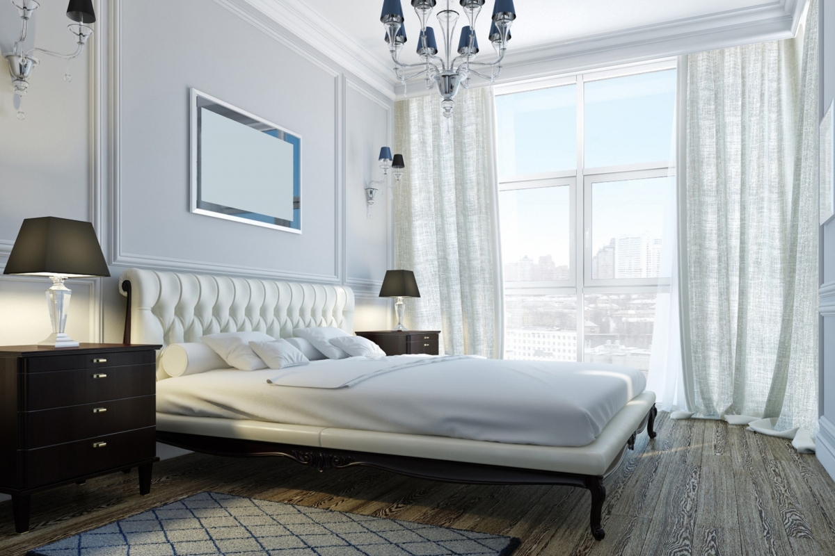 Stylowe łóżko z tapicerką pikowaną