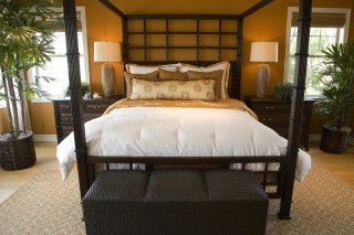Łóżko orientalne z drewna dębowego